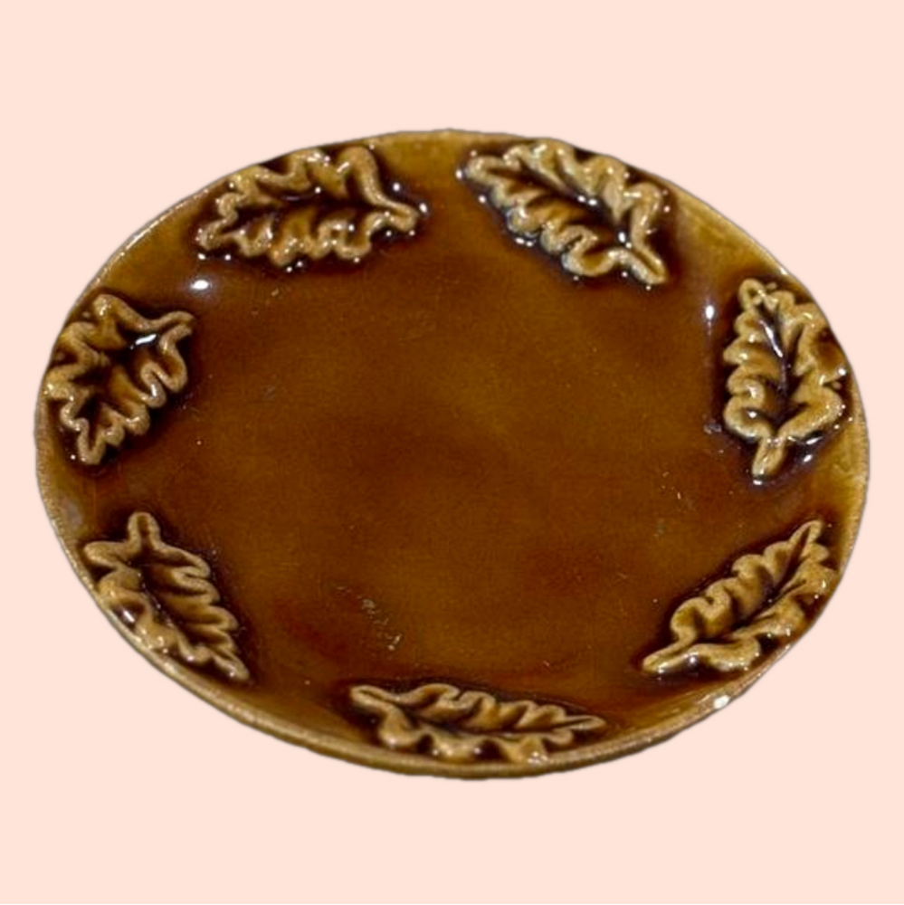 Vintage Hallmark Fall Leaf Ceramic Pillar Candle Plate